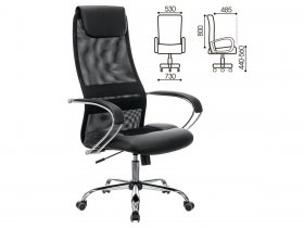 Кресло офисное BRABIX PREMIUM Stalker EX-608 CH, хром, ткань-сетка/кожзам, черное в Нижнекаменке - nizhnekamenka.mebel-nsk.ru | фото