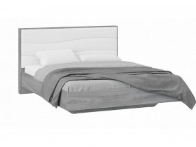 Кровать двуспальная 1,6 м «Миранда» Тип 1 (Дуб Гамильтон/Белый глянец) в Нижнекаменке - nizhnekamenka.mebel-nsk.ru | фото