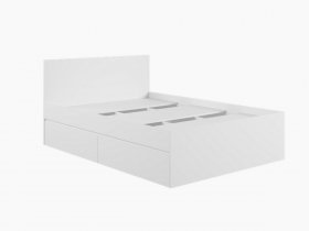 Кровать двуспальная с ящиками 1,4м Мадера-М1400 (белый) в Нижнекаменке - nizhnekamenka.mebel-nsk.ru | фото