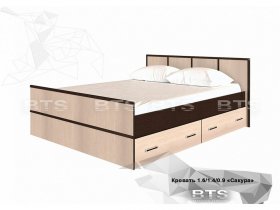 Кровать двуспальная с ящиками 1,4м Сакура (BTS) в Нижнекаменке - nizhnekamenka.mebel-nsk.ru | фото