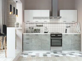 Кухонный гарнитур Дуся 2,0 м (белый глянец/цемент) в Нижнекаменке - nizhnekamenka.mebel-nsk.ru | фото