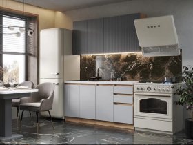 Кухонный гарнитур Ника 1,6 м (графит/серый софт) в Нижнекаменке - nizhnekamenka.mebel-nsk.ru | фото