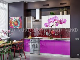 Кухонный гарнитур Орхидея (фиолетовый) в Нижнекаменке - nizhnekamenka.mebel-nsk.ru | фото