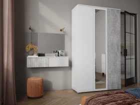 Модульная спальня Ливерпуль (белый/бетон светлый) в Нижнекаменке - nizhnekamenka.mebel-nsk.ru | фото