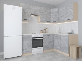 Модульная угловая кухня 1,4м*2,1м Лада (цемент) в Нижнекаменке - nizhnekamenka.mebel-nsk.ru | фото