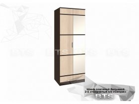 Шкаф двухстворчатый с зеркалом платяной-бельевой Сакура (BTS) в Нижнекаменке - nizhnekamenka.mebel-nsk.ru | фото