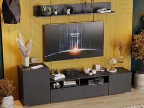 Стенка «Сильвия» (графит серый) в Нижнекаменке - nizhnekamenka.mebel-nsk.ru | фото