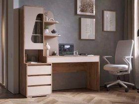 Стол компьютерный Пифагор (дуб вотан/кашемир) в Нижнекаменке - nizhnekamenka.mebel-nsk.ru | фото